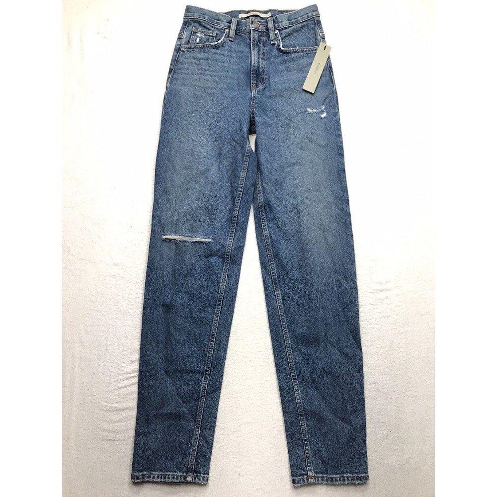 NWT HUDSON James Barrel Jeans Women 25 (26x32) Hi Rise Distressed Whiskered